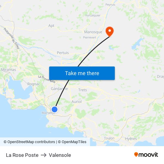La Rose Poste to Valensole map