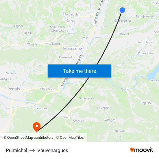 Puimichel to Vauvenargues map