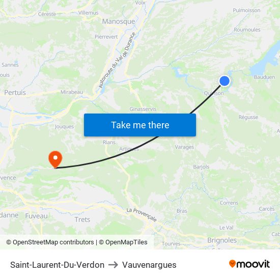 Saint-Laurent-Du-Verdon to Vauvenargues map