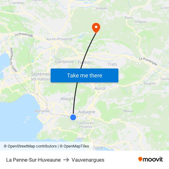 La Penne-Sur-Huveaune to Vauvenargues map