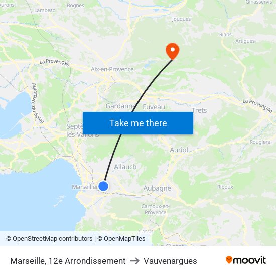 Marseille, 12e Arrondissement to Vauvenargues map