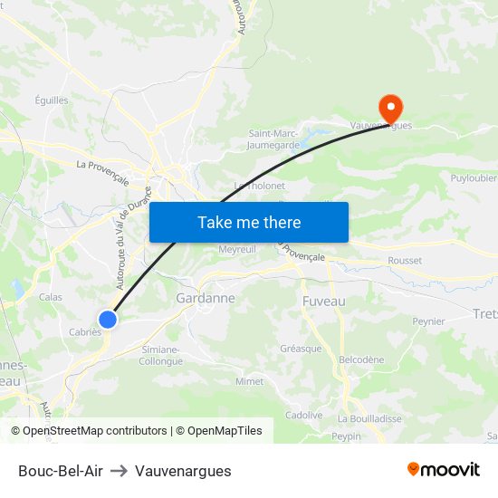 Bouc-Bel-Air to Vauvenargues map