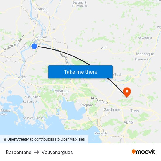 Barbentane to Vauvenargues map