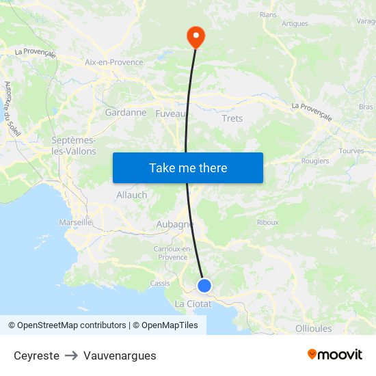 Ceyreste to Vauvenargues map