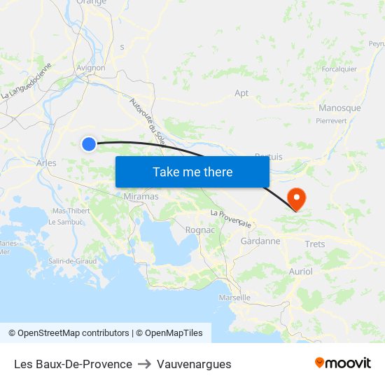 Les Baux-De-Provence to Vauvenargues map