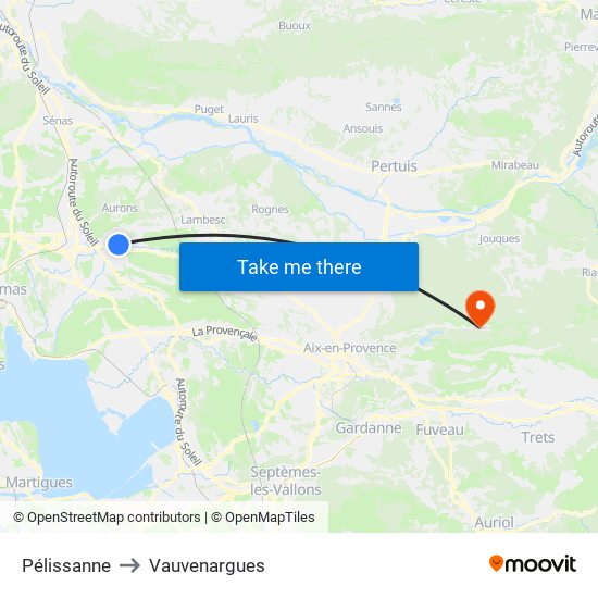 Pélissanne to Vauvenargues map