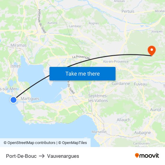 Port-De-Bouc to Vauvenargues map