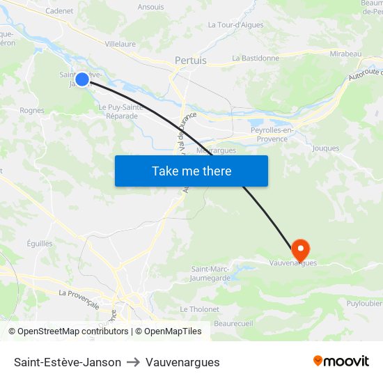 Saint-Estève-Janson to Vauvenargues map