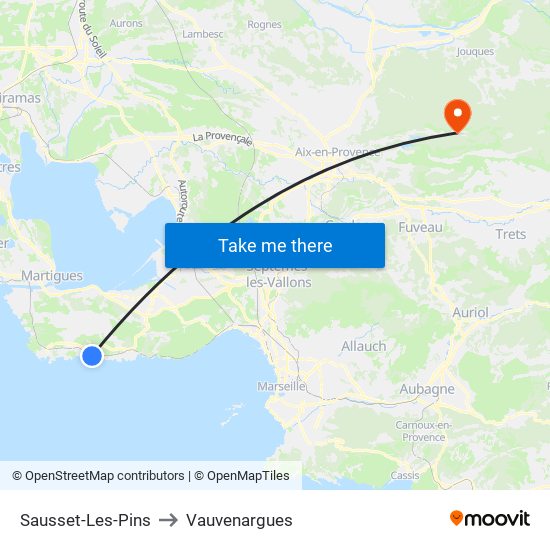 Sausset-Les-Pins to Vauvenargues map
