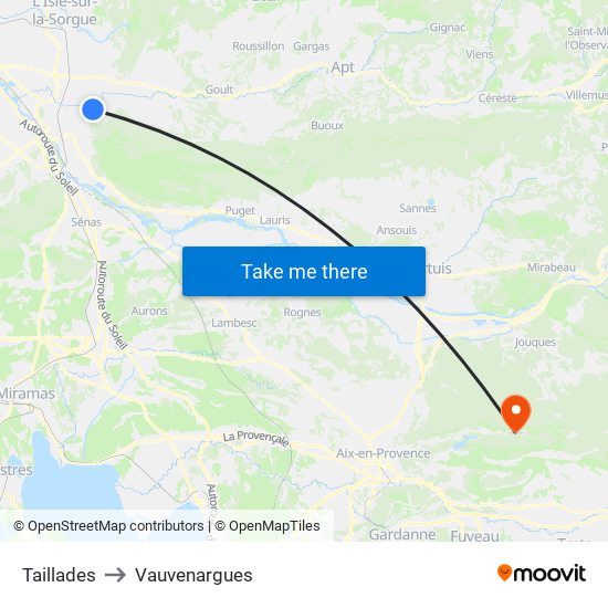 Taillades to Vauvenargues map