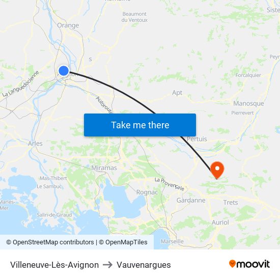 Villeneuve-Lès-Avignon to Vauvenargues map