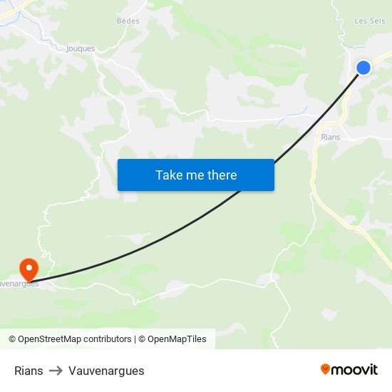 Rians to Vauvenargues map