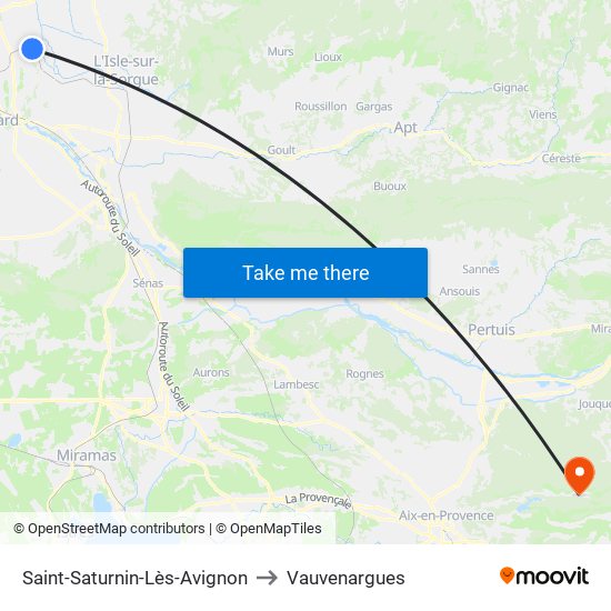 Saint-Saturnin-Lès-Avignon to Vauvenargues map