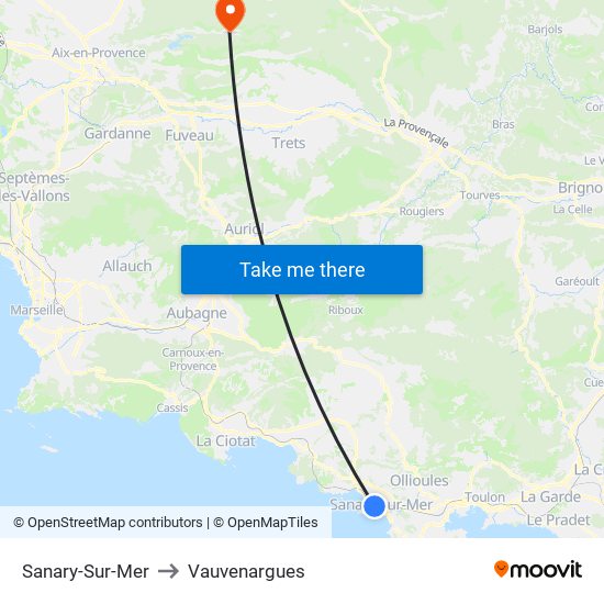 Sanary-Sur-Mer to Vauvenargues map