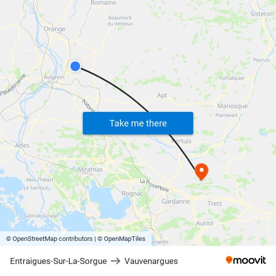 Entraigues-Sur-La-Sorgue to Vauvenargues map