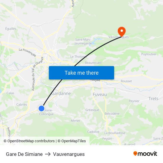 Gare De Simiane to Vauvenargues map