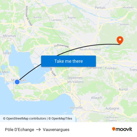 Pôle D'Echange to Vauvenargues map