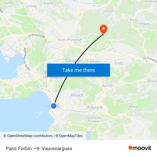 Paris Forbin to Vauvenargues map