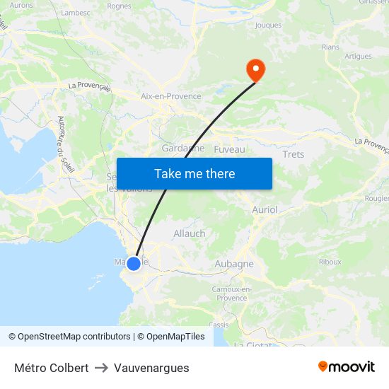 Métro Colbert to Vauvenargues map
