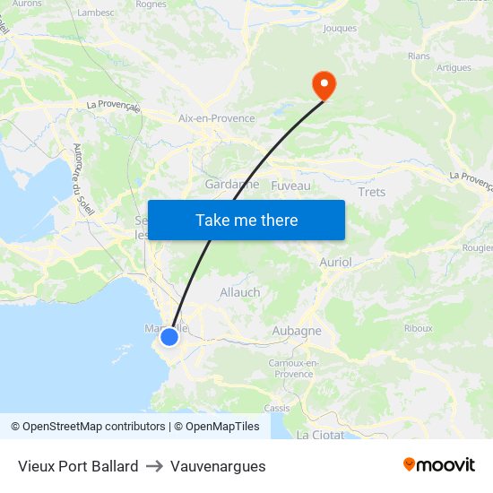Vieux Port Ballard to Vauvenargues map