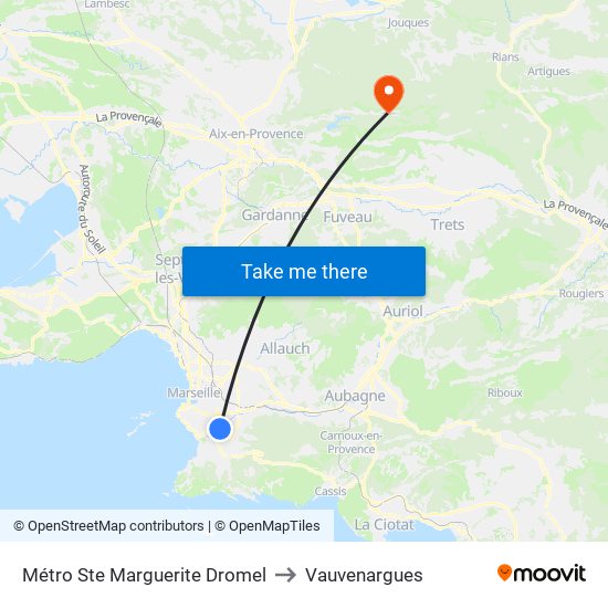 Métro Ste Marguerite Dromel to Vauvenargues map