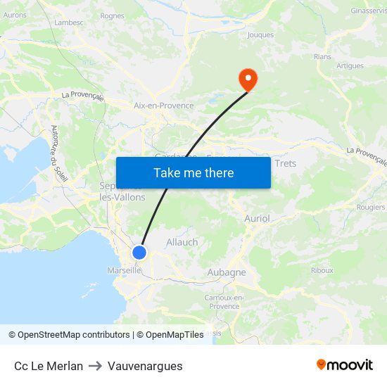 Cc Le Merlan to Vauvenargues map