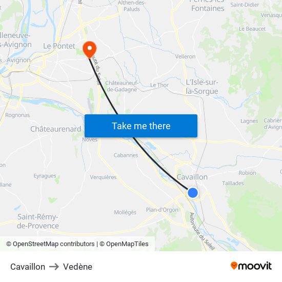 Cavaillon to Vedène map