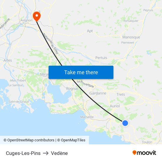 Cuges-Les-Pins to Vedène map