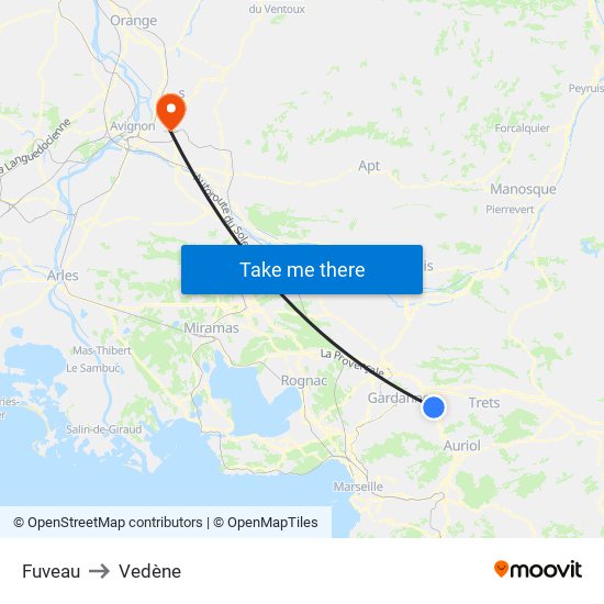 Fuveau to Vedène map