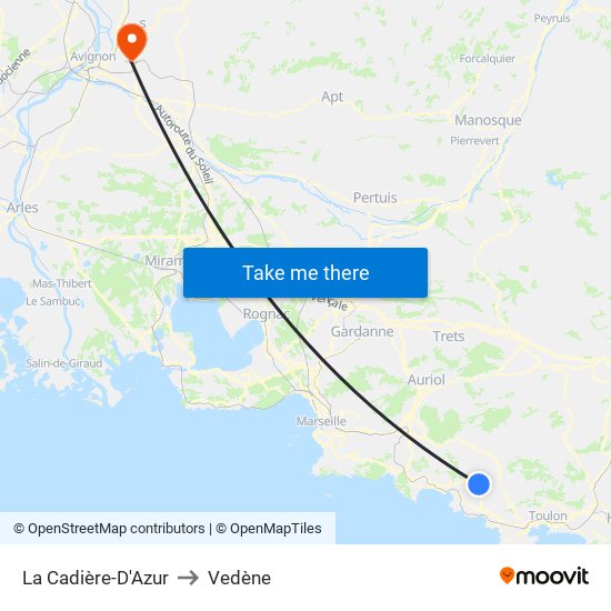 La Cadière-D'Azur to Vedène map