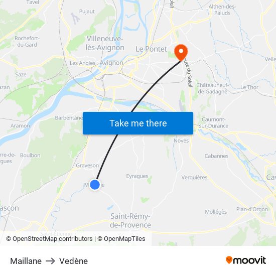 Maillane to Vedène map