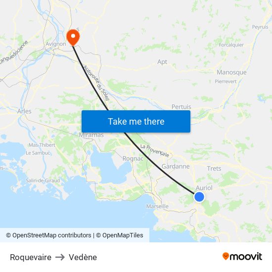 Roquevaire to Vedène map