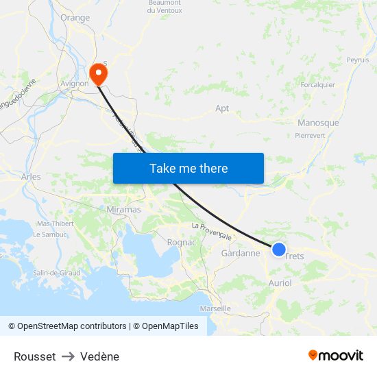 Rousset to Vedène map