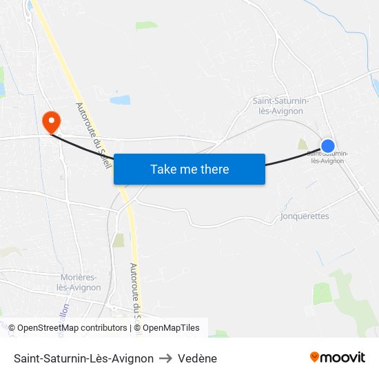 Saint-Saturnin-Lès-Avignon to Vedène map