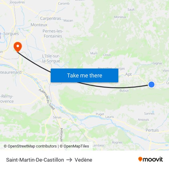Saint-Martin-De-Castillon to Vedène map