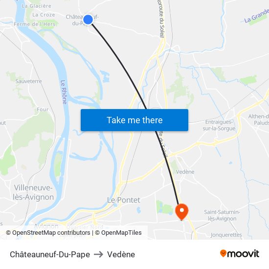 Châteauneuf-Du-Pape to Vedène map