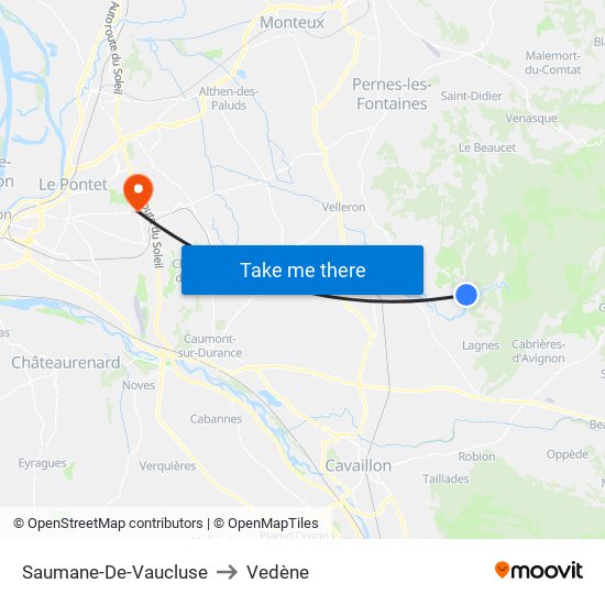 Saumane-De-Vaucluse to Vedène map