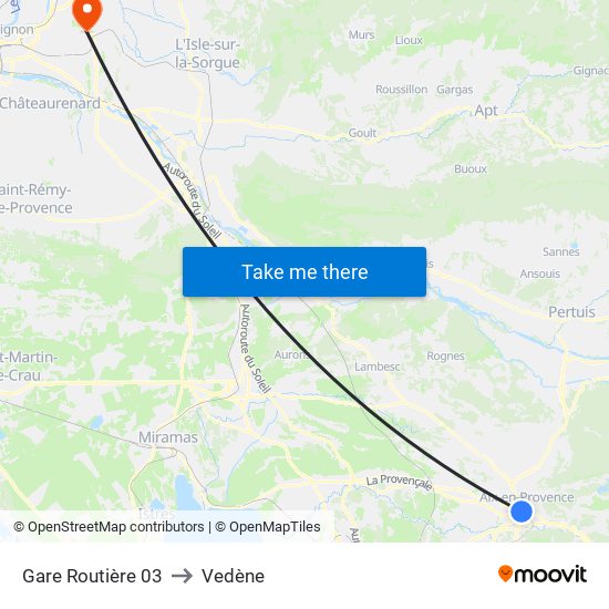 Gare Routière 03 to Vedène map