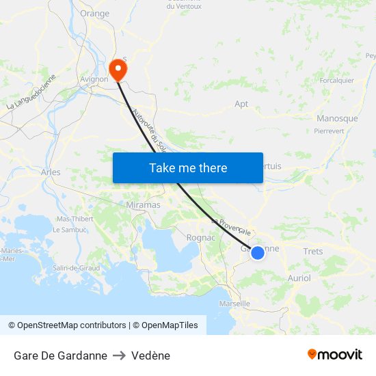 Gare De Gardanne to Vedène map