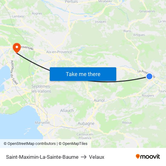 Saint-Maximin-La-Sainte-Baume to Velaux map