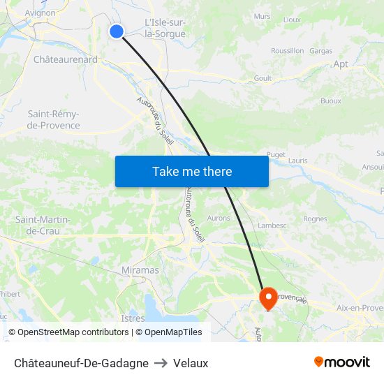 Châteauneuf-De-Gadagne to Velaux map