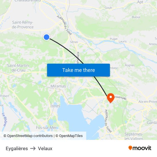 Eygalières to Velaux map