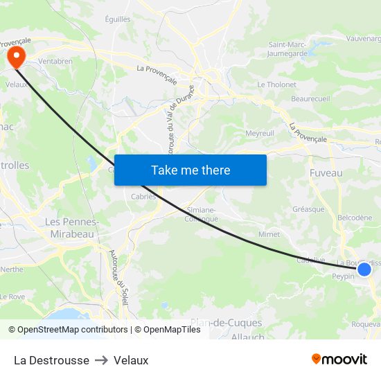 La Destrousse to Velaux map