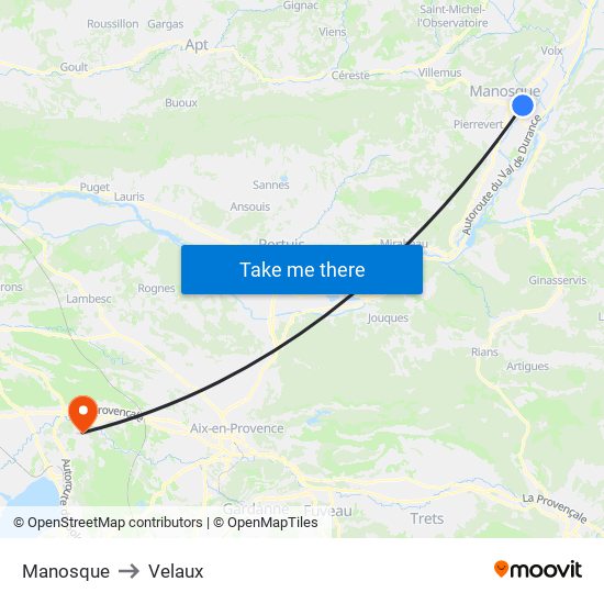 Manosque to Velaux map