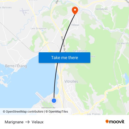 Marignane to Velaux map