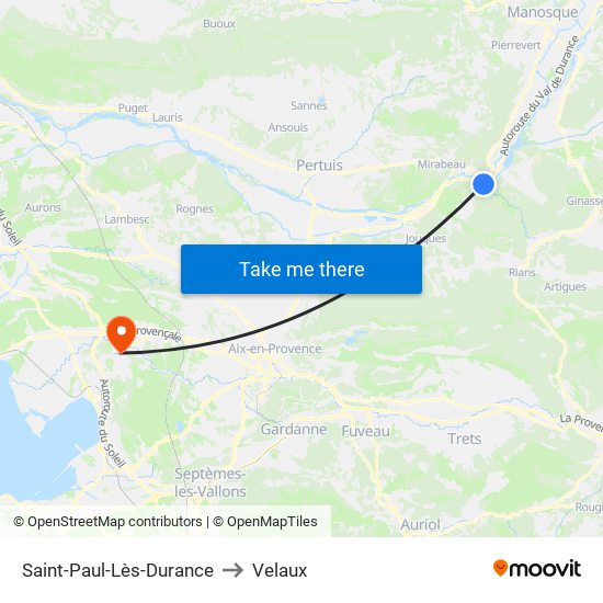 Saint-Paul-Lès-Durance to Velaux map