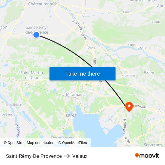 Saint-Rémy-De-Provence to Velaux map