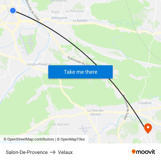 Salon-De-Provence to Velaux map