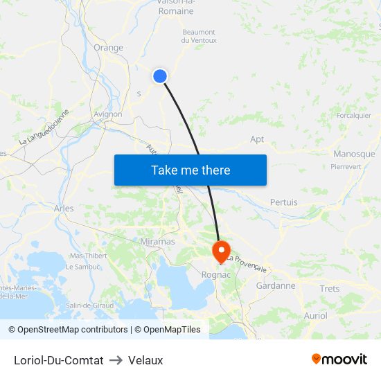 Loriol-Du-Comtat to Velaux map