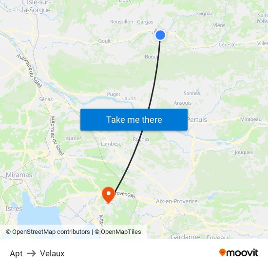 Apt to Velaux map